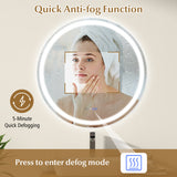 32 Inch Anti-Fog Bathroom Wall Mirror with 3-Color LED Lights