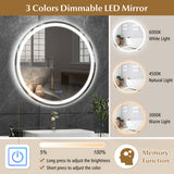 32 Inch Anti-Fog Bathroom Wall Mirror with 3-Color LED Lights