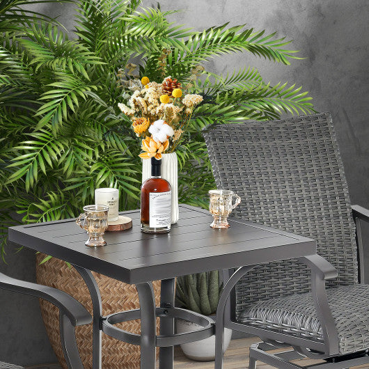24 Inch Patio Bar Height Table with Aluminum Tabletop and Adjustable Foot Pads
