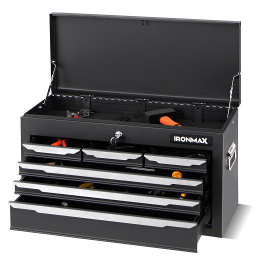 24 Inch Tool Chest Case with 6 Drawers and Top Storage for Garage Repair Shop & Warehouse-Black
