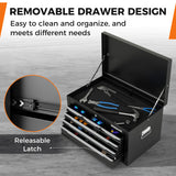 24 Inch Tool Chest Case with 6 Drawers and Top Storage for Garage Repair Shop & Warehouse-Black