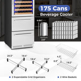 24 Inch Wine and Beverage Refrigerator with Independent Temperature Control-Sliver