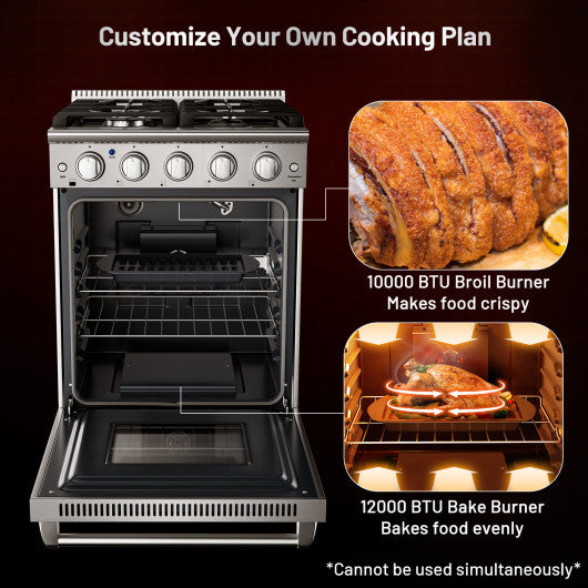 24 Inches Freestanding Natural Gas Range with 4 Burners Cooktop