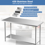 24 x 60 Inches Stainless Steel Kitchen Prep Work Table with Adjustable Undershelf