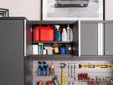 Pro Series 9 Piece Cabinet Set with Wall, Base, Tool Drawer, Multi-Function Cabinet, Lockers, and 84 In. Worktop