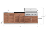 Outdoor Kitchen Stainless-Steel 5 Piece Cabinet Set with Bar, Sink, Grill Cabinet, Platinum Grill, and Countertop