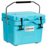 16 Quart 24-Can Capacity Portable Insulated Ice Cooler with 2 Cup Holders-Blue