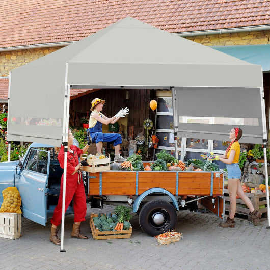 17 Feet x 10 Feet Foldable Pop Up Canopy with Adjustable Instant Sun Shelter-Gray