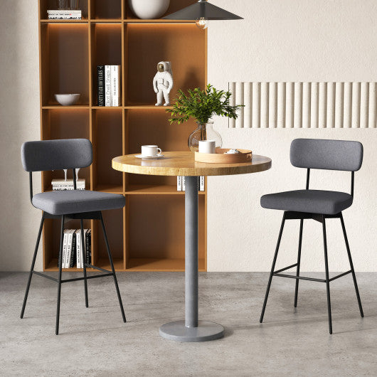 29 Inch Counter Height Upholstered Swivel Bar Stool Set of 2-Gray