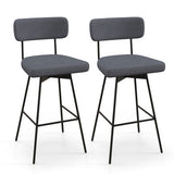 29 Inch Counter Height Upholstered Swivel Bar Stool Set of 2-Gray