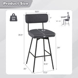 29 Inch Counter Height Upholstered Swivel Bar Stool Set of 2-Gray