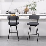 29 Inch Counter Height Upholstered Swivel Bar Stool Set of 2-Gray