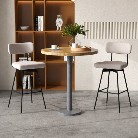 29 Inch Counter Height Upholstered Swivel Bar Stool Set of 2-beige