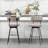 29 Inch Counter Height Upholstered Swivel Bar Stool Set of 2-beige