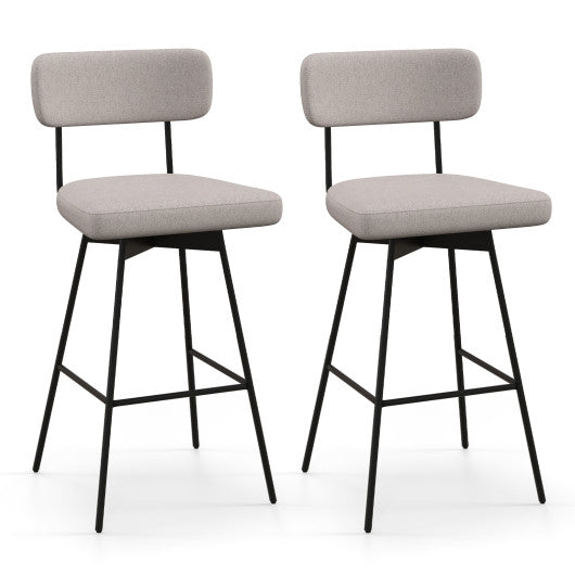 29 Inch Counter Height Upholstered Swivel Bar Stool Set of 2-beige
