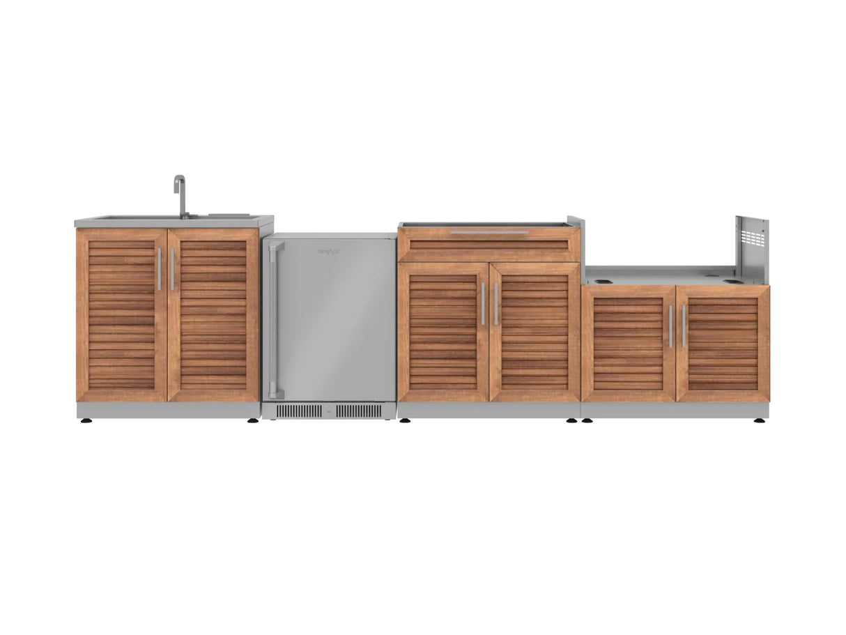 Outdoor Kitchen Stainless Steel 4 Piece Cabinet Set with Sink, Bar, Grill Cabinet and Fridge