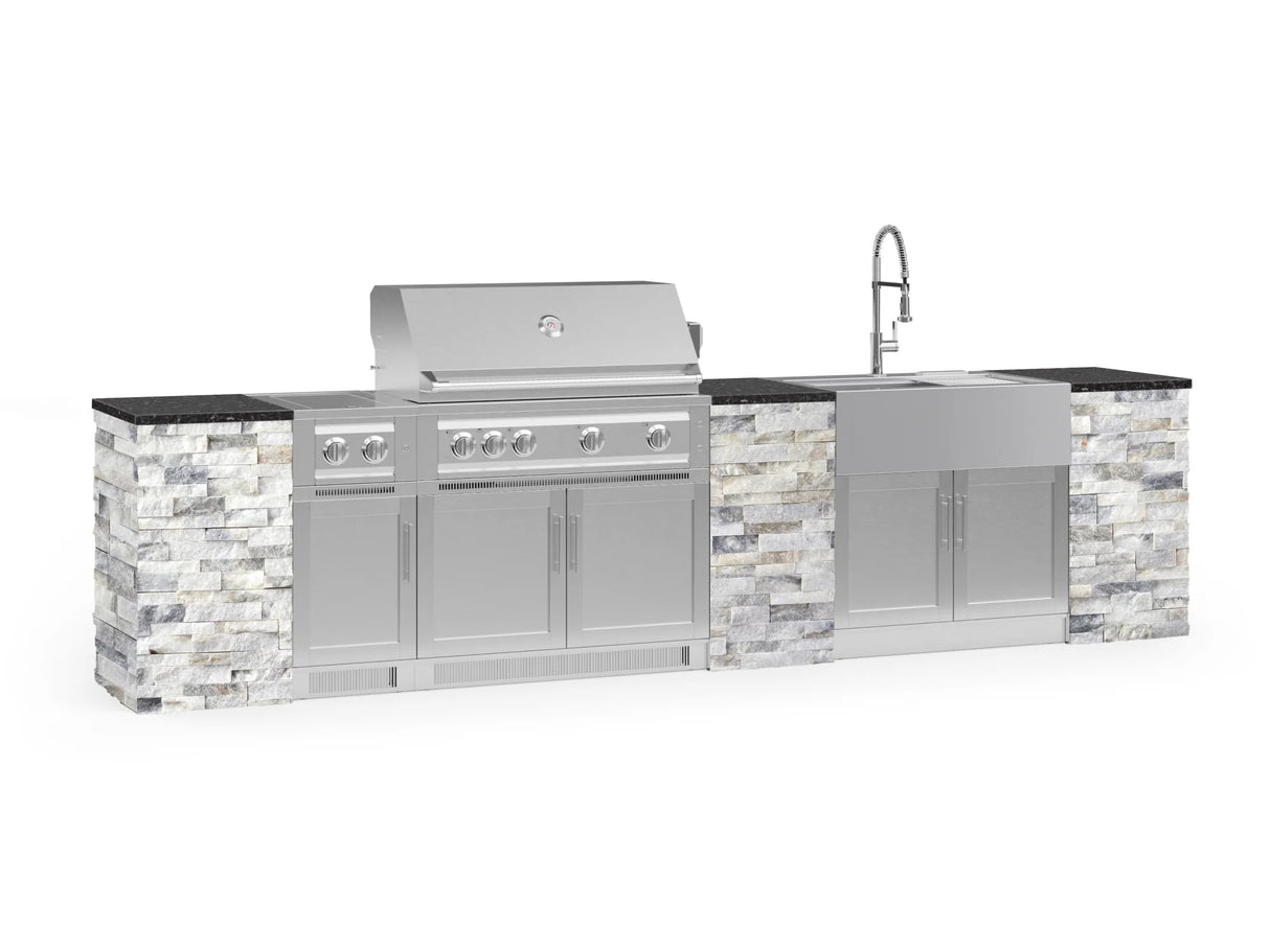 Outdoor Kitchen Signature Series 11 Piece Cabinet Set with Dual Side Burner, Sink, Platinum Grill and Grill Cabinet