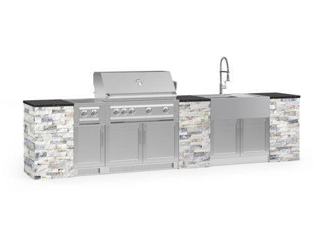 Outdoor Kitchen Signature Series 11 Piece Cabinet Set with Dual Side Burner, Sink, Platinum Grill and Grill Cabinet