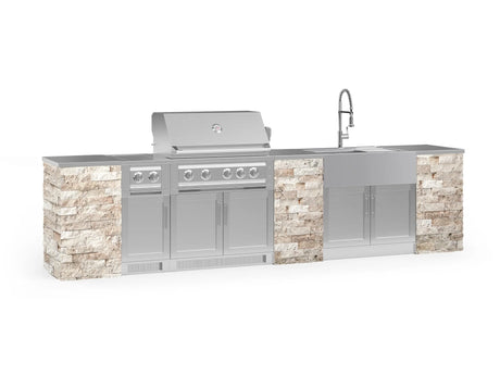 Outdoor Kitchen Signature Series 11 Piece Cabinet Set with Dual Side Burner, Sink, Platinum Grill and Grill Cabinet