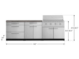 Outdoor Kitchen Stainless-Steel 5 Piece Cabinet Set with 3-Drawer, Bar, Grill Cabinet, Performance Grill and Countertop