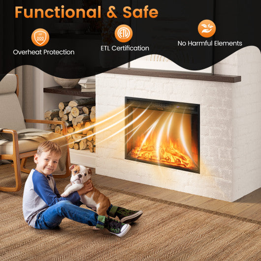 26 Inch Recessed Electric Fireplace with Adjustable Flame Brightness