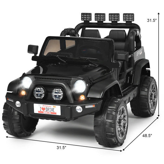 12V 2-Seater Ride on Car Truck with Remote Control and Storage Room-Black