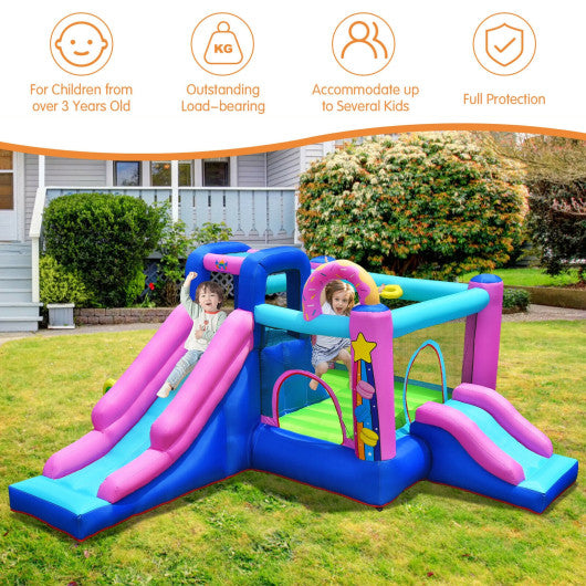 Inflatable Bounce Castle with Dual Slides and Climbing Wall without Blower