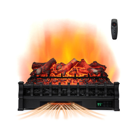 26 Inch Electric Fireplace Heater with Remote Control and Realistic Lemonwood Ember Bed-Black