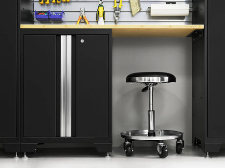 Bold Series 5 Piece Cabinet Set with Multi-Use Locker, Base & Wall Cabinet, and Worktop