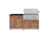 Outdoor Kitchen Stainless Steel 4 Piece Cabinet Set with 2 Door, Grill Cabinet, Platinum Grill and Countertop