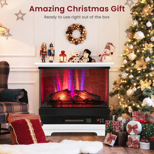 27 Inch Freestanding Fireplace with Remote Control-White