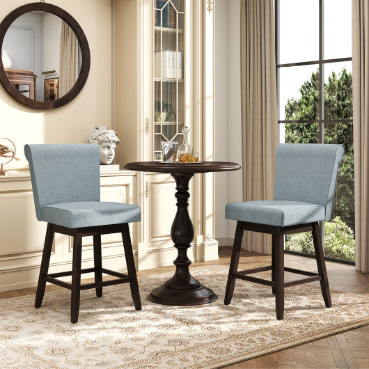 27 Inch Counter Height Bar Chairs with Rubber Wood Legs Set of 2-Gray