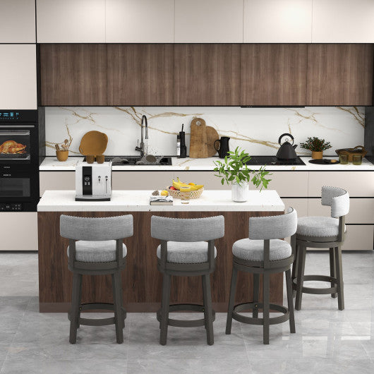 27/31 Inch Swivel Bar Stool with Upholstered Back Seat and Footrest-27 inches