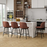 27 Inch Swivel Bar Stool Set of 2 Counter Height Chair with Padded Seat-Black and Brown