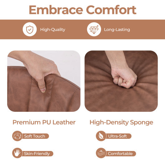 27 Inch Swivel Bar Stool Set of 2 Counter Height Chair with Padded Seat-Black and Brown