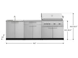 Outdoor Kitchen Stainless-Steel 5 Piece Cabinet Set with Sink, 2-Door with Drawer, Grill Cabinet, Platinum Grill and Countertop