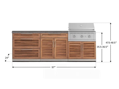 Outdoor Kitchen Stainless-Steel 5 Piece Cabinet Set with 3 Drawer, 2-Door with Drawer, Performance Grill, Grill Cabinet and Countertop