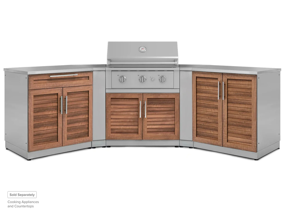 Outdoor Kitchen Stainless Steel 5 Piece Cabinet Set with 2-Door, Bar, Grill and Corner Cabinets