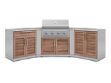 Outdoor Kitchen Stainless-Steel 7 Piece Cabinet Set with 2 Door, Bar, Corner, Grill Cabinet, Performance Grill, and Countertops