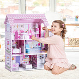 28 Inch Pink Dollhouse with Furniture