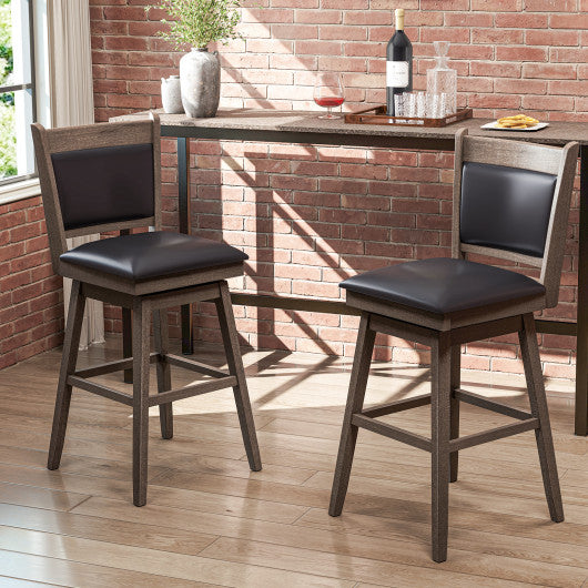 25/29 Inch Padded Bar Stools Set of 2 with Swivel Seat and Footrest-29 inches