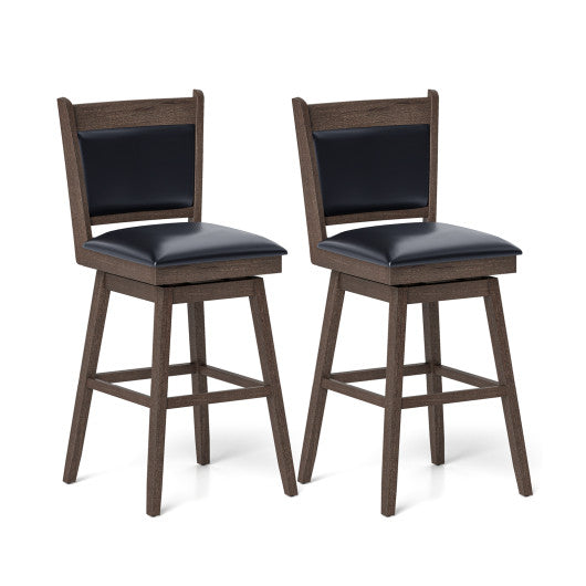 25/29 Inch Padded Bar Stools Set of 2 with Swivel Seat and Footrest-29 inches