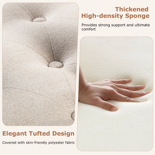 29 Inch Large Round Ottoman Coffee Table 2-Tier Upholstered Tufted Footrest Ottoman with Flip-up Top-Beige