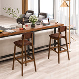 29 Inch Upholstered PU Bar Stools with Rubber Wood Legs-Set of 2