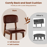 29 Inch Upholstered PU Bar Stools with Rubber Wood Legs-Set of 2