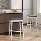 29 Inch Bar Stool Set of 2 with Padded Seat Cushions and Wood Legs-29 inches