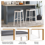 29 Inch Bar Stool Set of 2 with Padded Seat Cushions and Wood Legs-29 inches