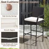 2/4 Pieces Outdoor PE Rattan Cushioned Barstool Set with Armrests-Set of 2