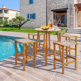 Patio Wood Bar Stools Set of 2/4-2Pieces