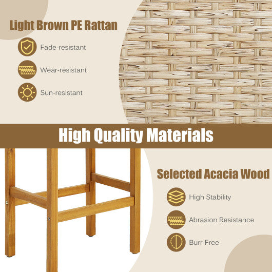 Patio Wood Bar Stools Set of 2/4-2Pieces